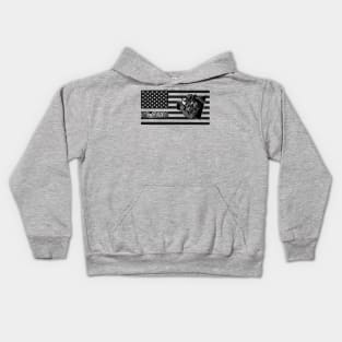 Black and white flag with logo Kids Hoodie